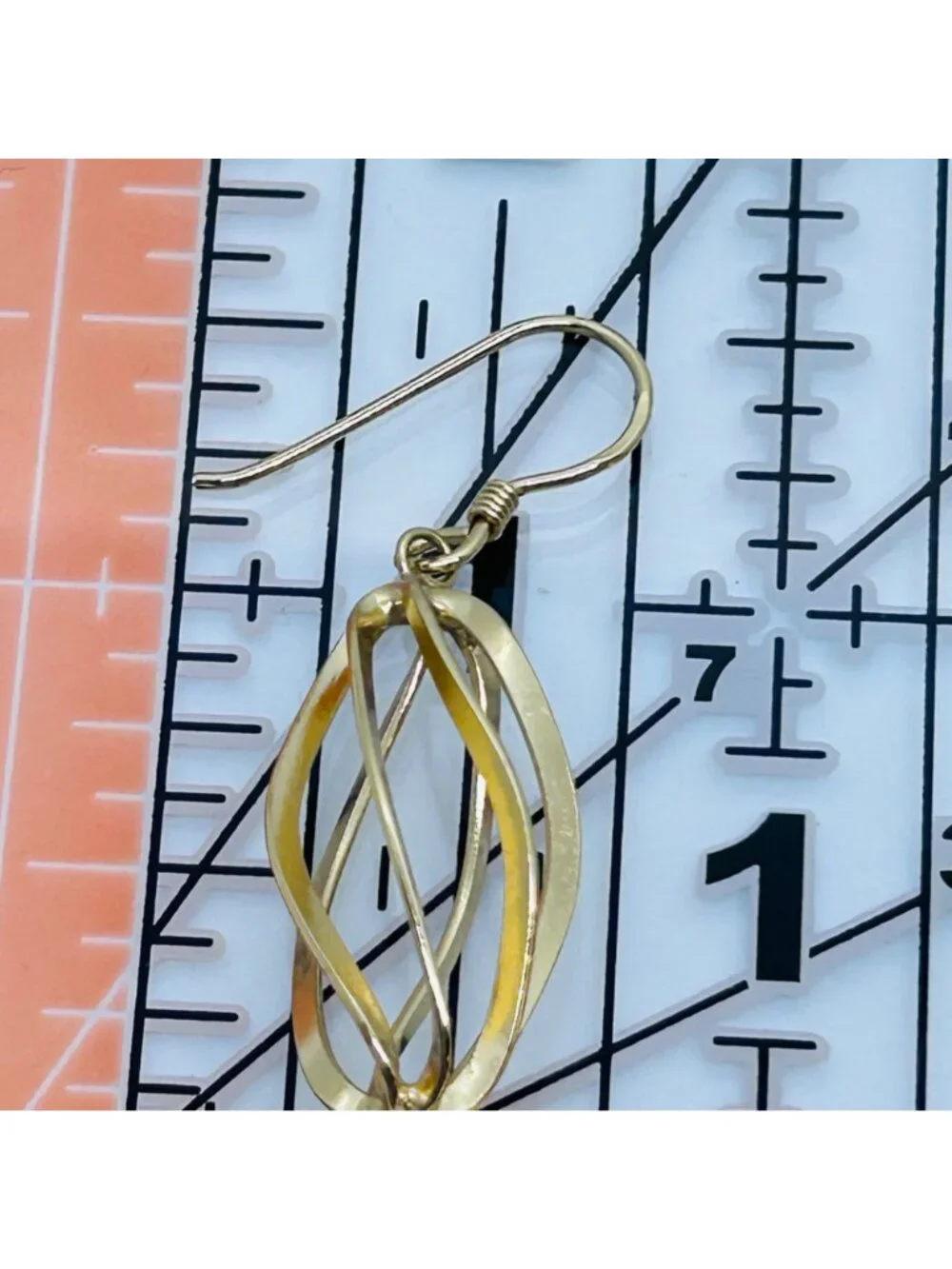 Modernist Gold Tone Acrylic Grey Orb Drop Dangle Hoop Pierced Earring 3 Pair Lot